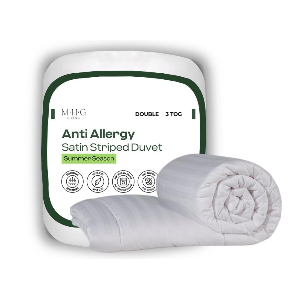 MHG Living Luxury Soft Touch 3 Tog Duvet - Anti Allergy Striped Microfibre, Warm & Lightweight, Breathable & Easy Care, Summer Essential, (Double) — image 1