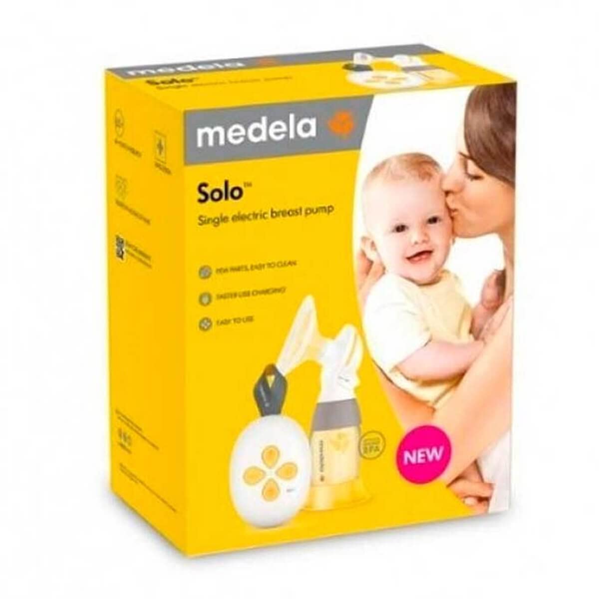 Medela tire-lait électrique individuel solo, extraction silencieuse, recharge via USB, entonnoirs PersonalFit Flex et technologie 2-Phase Expression, Solo