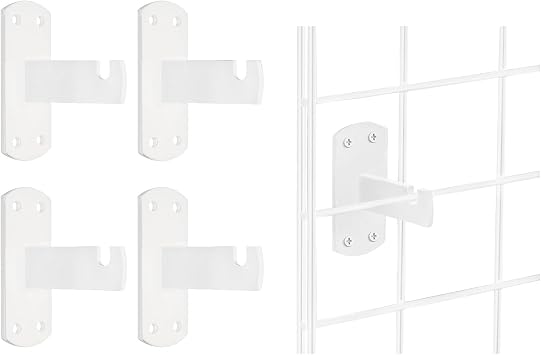 Universal Gridwall Mounting Plates for Wall Installation, White Metal Grid Wall Mount Hardware, Compatible with Most Gridwall Panels, 4 Pack, White Finish