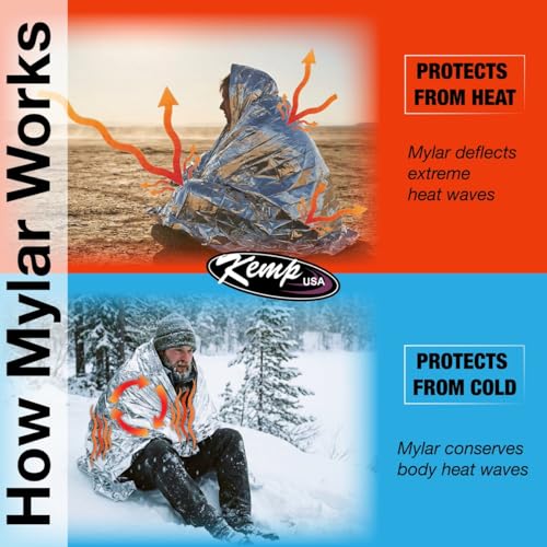 Image of Kemp USA Emergency Mylar Blanket Pack of 25 Lightweight Thermal Reflective Survival Blanket First Aid Disaster Preparedness Camping Vehicle Bug Out Bag Emergency Supply Gear