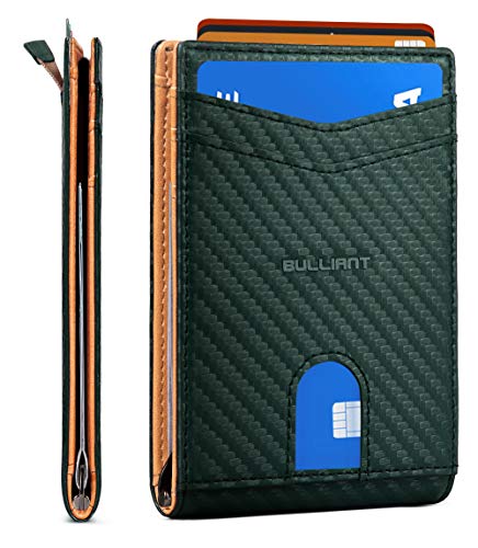 Slim Wallet Front Pocket,BULLIANT Money Clip Minimal Bifold Wallet For Men 10 Cards 3.1"x4.5",Pull-tap Access,RFID Blocking