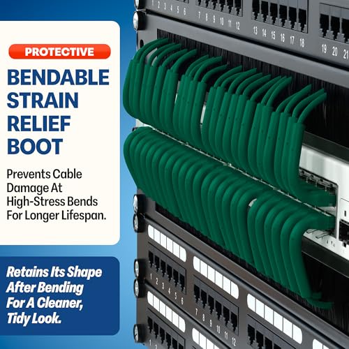 Image of Everest Ultra Slim Cat6a Ethernet Patch Cables 3ft (24-Pack) Green | Bendable, Thin and Flexible