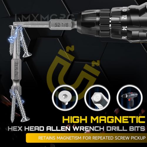Image of 12PCS Hex Head Allen Wrench Drill Bit Set,SAE Hex Bit Set,1 /4 Inch Square Shank Impact Hex CNC Machined Screwdriver Bits(50mm)