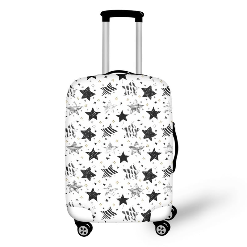Black White Starry Sky Print Travel Luggage Cover Polyester Cartoon Stripe Spot Star Thickened Suitcase Cover With Concealed Zipper Anti-Scratch Spandex Protective Covers -XL2