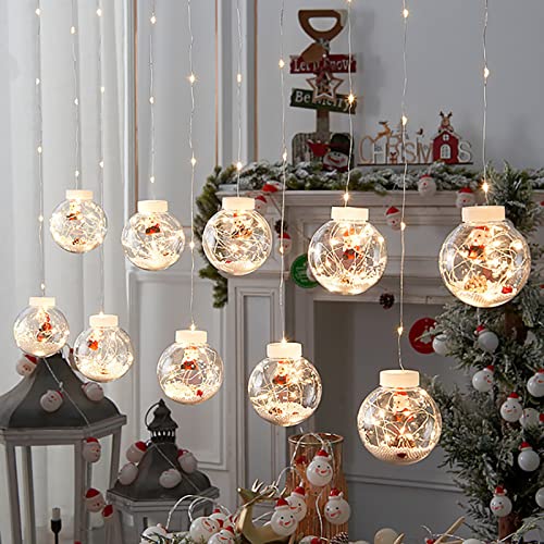 ASDNN Christmas Wishing Ball String Lights,Festive Transparent Curtain Lights,3 Meters 10 Lights Santa Snowman Christmas Tree,Home Window Ornaments (Santa Claus) ASDNN Christmas Wishing Ball String Lights,Festive Transparent Curtain Lights,3 Meters 10 Lights Santa Snowman Christmas Tree,Home Window Ornaments (Santa Claus)