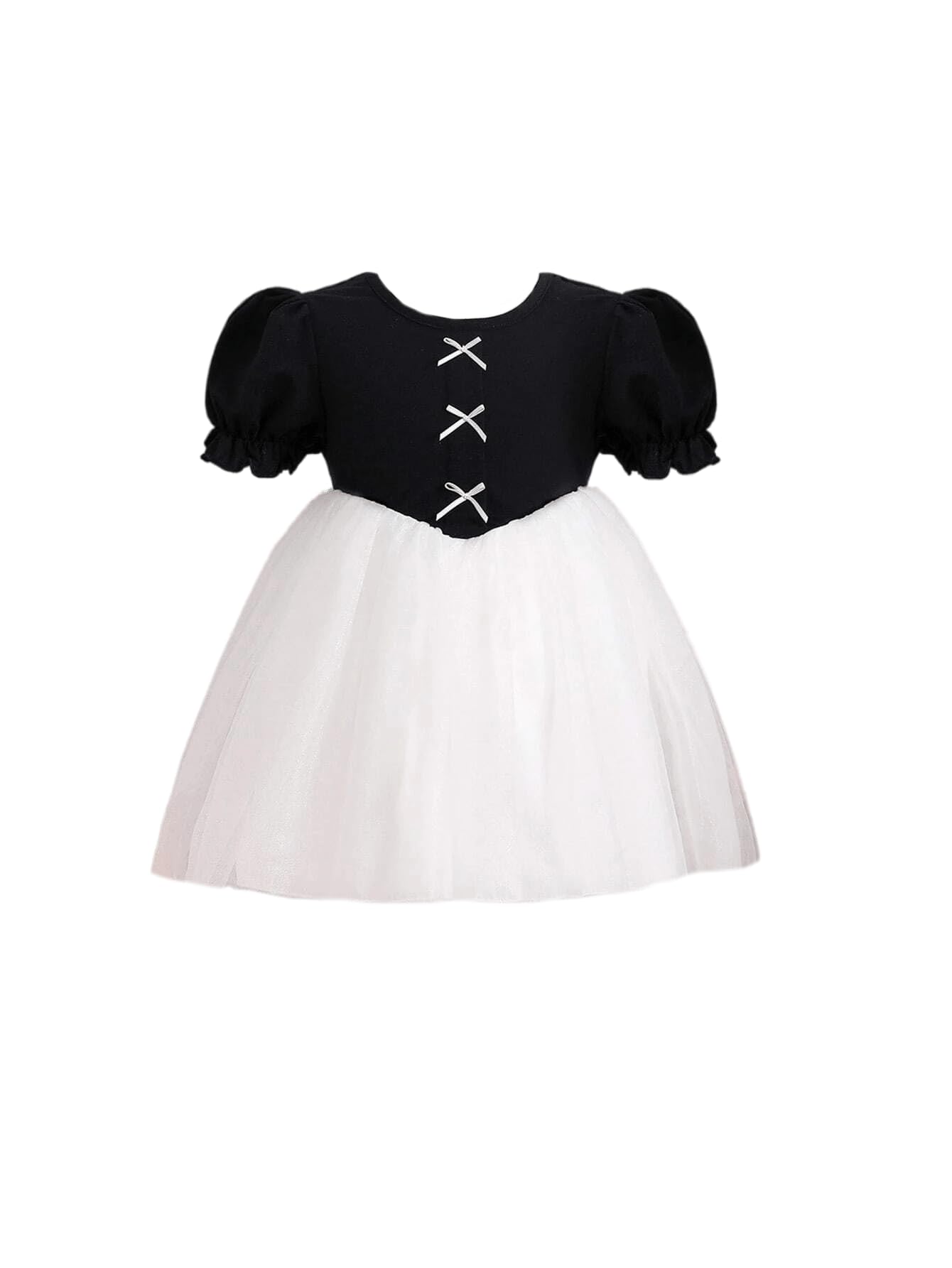 OMLIBaby Girl Knee Length Frock| Princess Dresses for Kid's | Round Neck with Smooth Black Net Dress