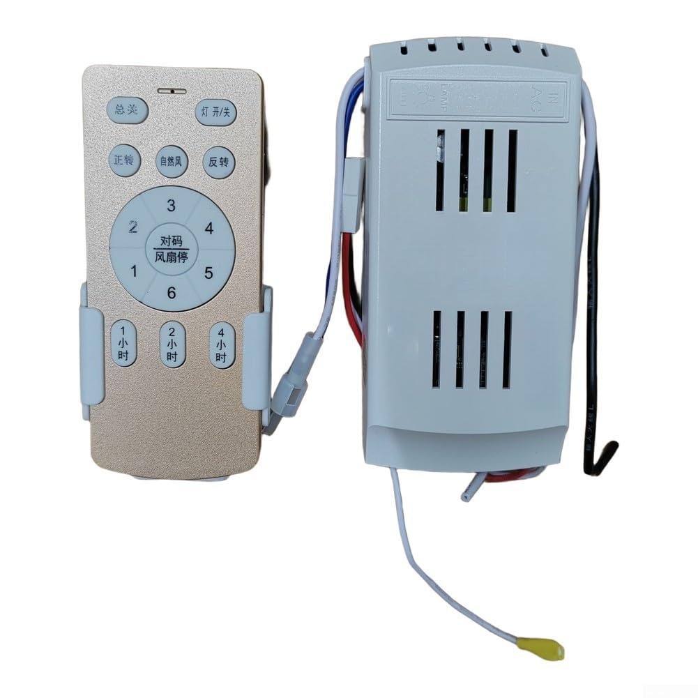 Ceiling Fan Remote Control with Variable for frequency and Voice Control, 2.4G Wireless Dimmer for 6-Speed Fan Light, Hands-Free Operation, Gold or White(D)