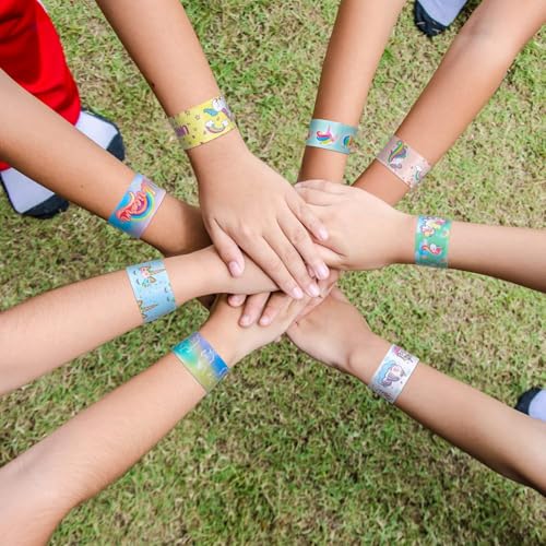 Image of SILLYME 12pc slap bands for kids - Return Gifts Birthday Party For Kids - Best Birthday Return Gift For Kids 6-12 - return gift for kids age 6-10 10-12 (unicorn theme 12pc)