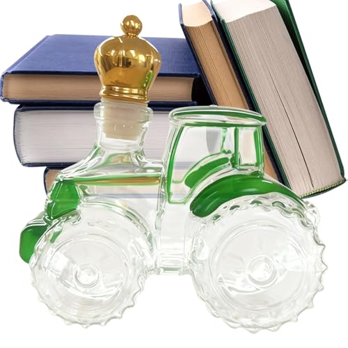 Decantador de Whisky Tractor 3D - de Vidrio de 300 ml con Diseño de Tractor, de Whisky Artística, de Vino Creativa Vacía, Set de Almacenamiento de Vino | Ideal para ba