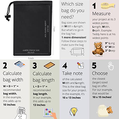 PALTERWEAR Drawstring Bag - UltraLight Nylon Cinch and Ditty Pouch Multi-Use (5 pack, Black, 5 x 7 inch)2