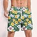 Boy Swim Trunks Size 6 Hawaiian Summer Elastic Waist Drawstring Cotton Shorts Men Sleep Fashion Quick Dry with Pockets Tropical Floral Print Swimsuit No Liner Dark Green 6XL