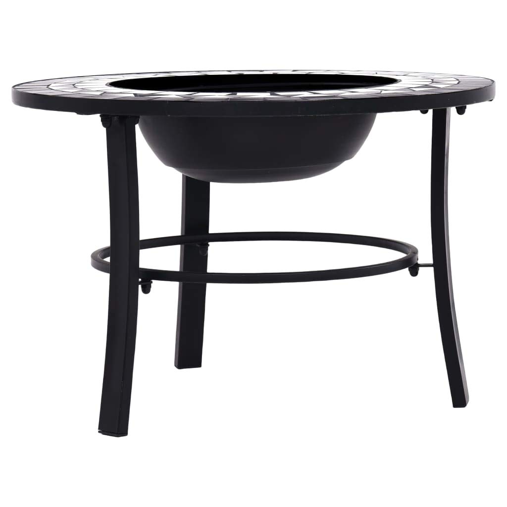 vidaXL Brasero de Mosaico cerÃƒ¡Mica Negro y Blanco 68 cm