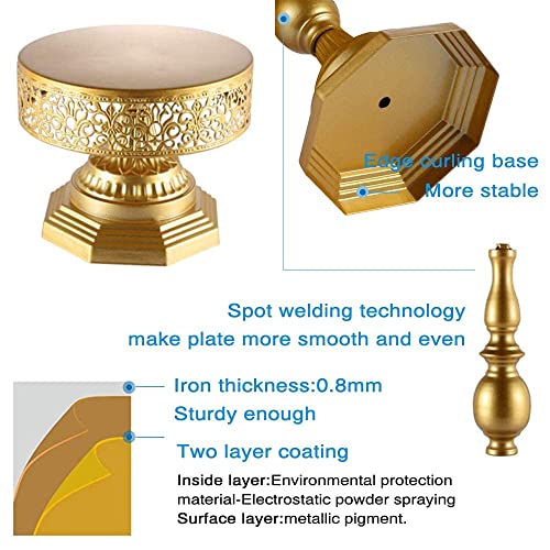 Weharnar Gold Cake Stand Set - 3 Pcs Metal Cake Stands For Dessert Table Round Antique Dessert Display Stands Trays Set For Wedding, Birthday, Bridal & Baby Shower #TOP2