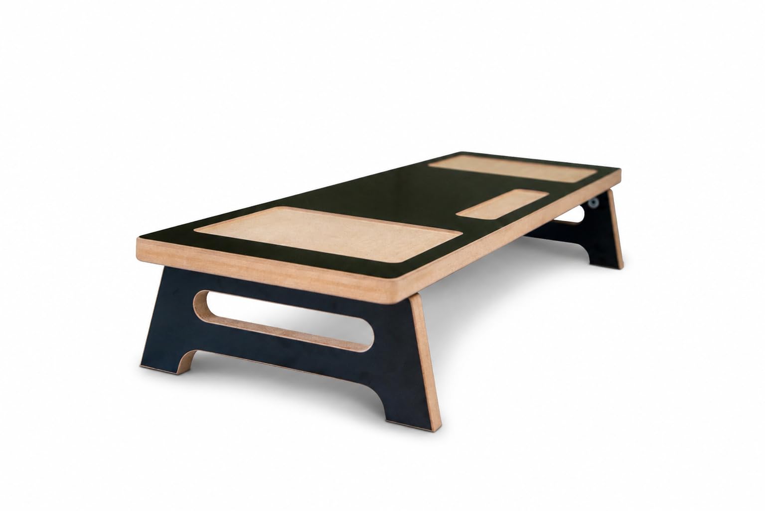 MeansWood Bridge Supporto Professionale Ergonomico Monitor Nero Lucido in MDF Secondo Schermo, Laptop, TV MADE IN ITALY