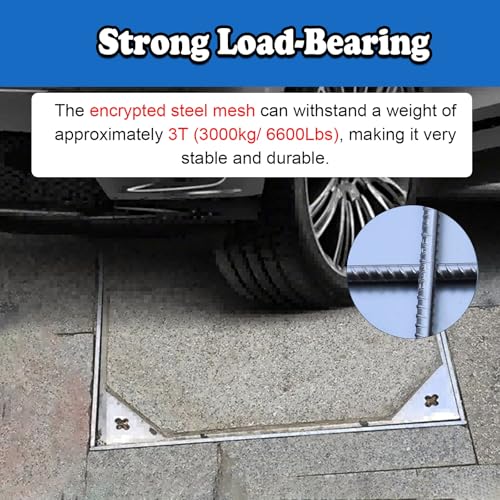 Embedded Septic Tank Lid, Strong Load-Bearing Invisible Manhole Cover, Universal Metal Inspection Cover for Parking Lots/Highway/Schools(50x50x5cm/19.7x19.7x2inch)
