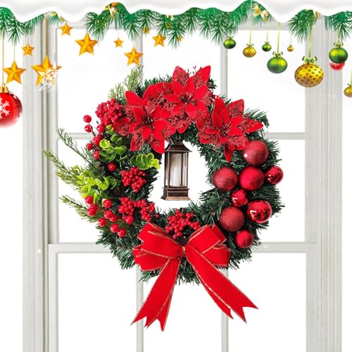 Décoration de porte de Noël et couronne intérieure extérieure de saison - 7