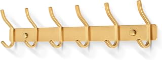 Garderobenhaken Edelstahl, Hakenleiste Kleiderhaken Wand mit 6 Haken, Garderobe Garderobenleiste Wandgarderobe für Schlafzimmer Bad Küche (Golden, 6 Haken)