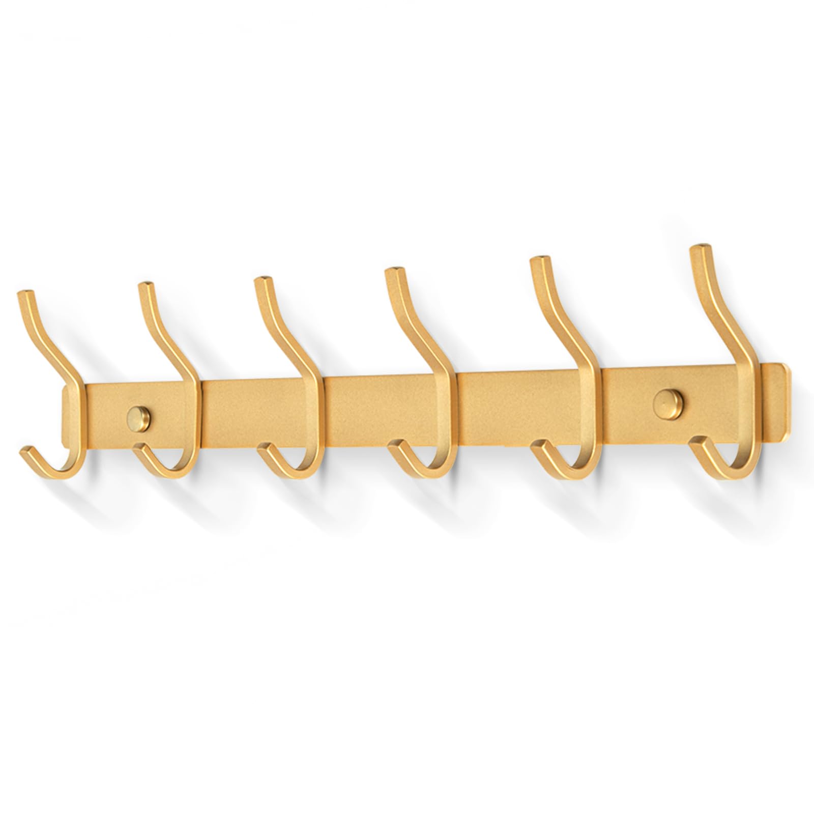 MEIJO Coat Hooks Wall Mounted, Coat Rack Wall Mounted Stainless Steel with 6 Hooks Heavy Duty Coat Hooks for Door, Bedroom, Bathroom, Kitchen(Gold, 6 Hooks)
