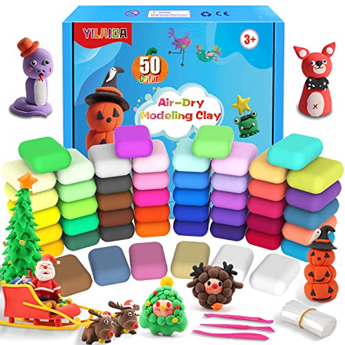 YILAIDA Air Dry Clay 50 Colors Creative Modeling Clay for Kids