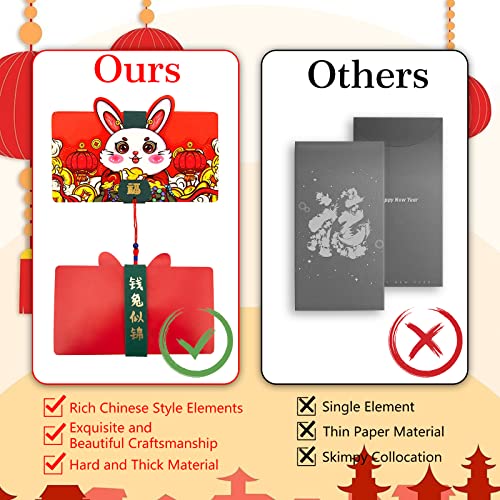 Chinese New Year Red Envelopes 2023,8 Card Slot Foldable Chinese Hong Bao Red Packet Money Envelop，2Pcs Lucky Money Envelops For Spring Festival Birthday Wedding #TOP2