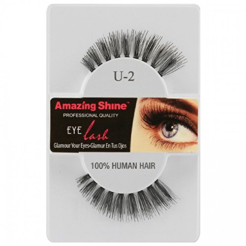 Amazing Shine Human Hair False Eyelashes - U2, Black