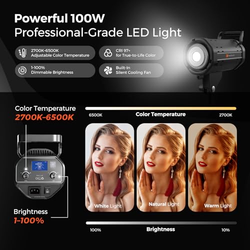 Image of NearStream SL40 100W Softbox Lighting Kit with Tripod, 110'' Adjustable Stand, 27.6'' Softbox, 2700K-6500K Dimmable LED Studio Light, CRI 97+, Remote & App Control for Live Streaming and Video Record