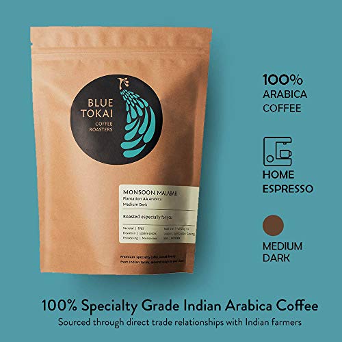 Image of Blue Tokai Coffee Roasters Monsoon Malabar AA - Medium Dark Roast | Home Espresso Grind 250g | 100% Arabica Beans | Specialty Grade | Freshly Roasted Ground Coffee