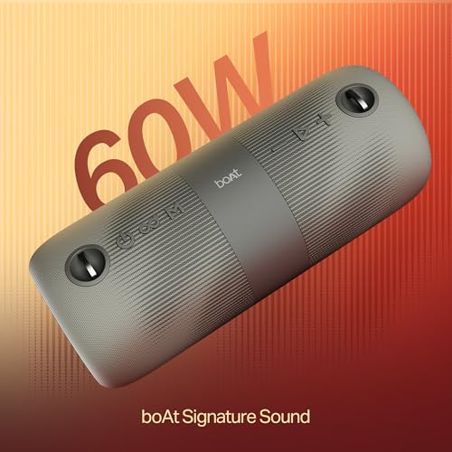 Image of Boat Stone 1200 Pro, 60W Boat Signature Sound, 76.2mm Drivers, TWS,7.5H Battery, Built-in Mic, Carry Strap,IPX6, Bluetooth Speaker, Wireless Speaker, Portable Speaker (Ice Grey)