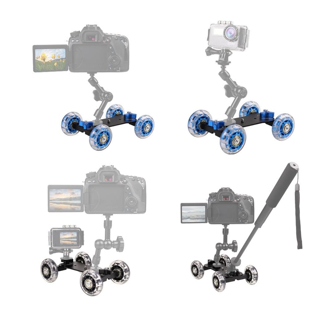 Slider ligero para cámara Dolly con riel de mesa, estructura metálica, capacidad de carga de 10 kg, ruedas giratorias de 360° para equipo de fotografía y filmación