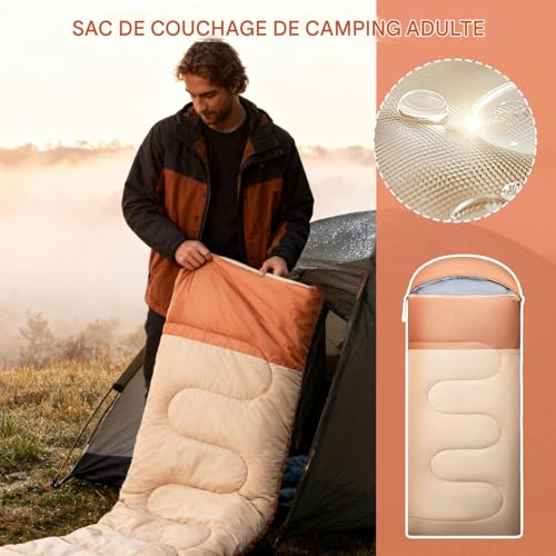 Sac De Couchage pour Le Camping,Équipement De Camping Léger Et Résistant Au Vent Portable | Sac De Couchage pour Adultes pour Temps Froid | pour Vacances, Voyage, Road Trip, Escalade – Image 4
