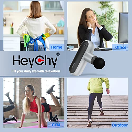Heychy Mini Massage Gun Deep Tissue,Portable 7Mm Deep Percussion Muscle Massager, Super Small And Quiet Massage Gun Usb A To Type-C Charging With Carry Bag For Travel, Gym, Outdoors, Office And Home #TOP4