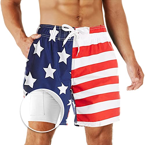 URBEST Men's Swim Trunks with Compression Liner Quick Dry Beach Shorts with Pockets for Beach and Swimming2
