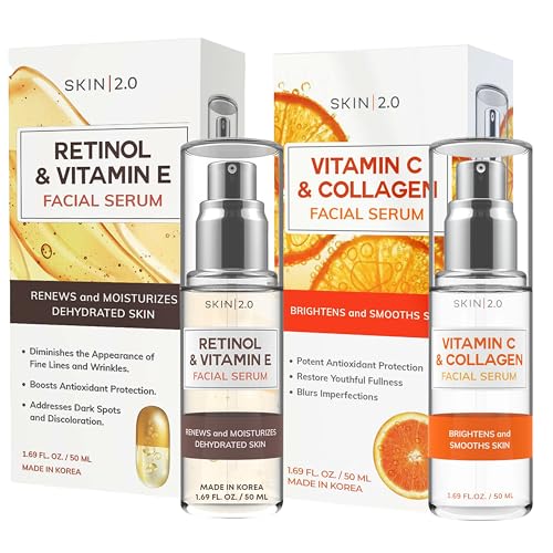 Skin 2.0 Retinol & Vitamin E + Collagen & Vitamin C Serum For Face &ndash; Dermatologist Tested, Anti...