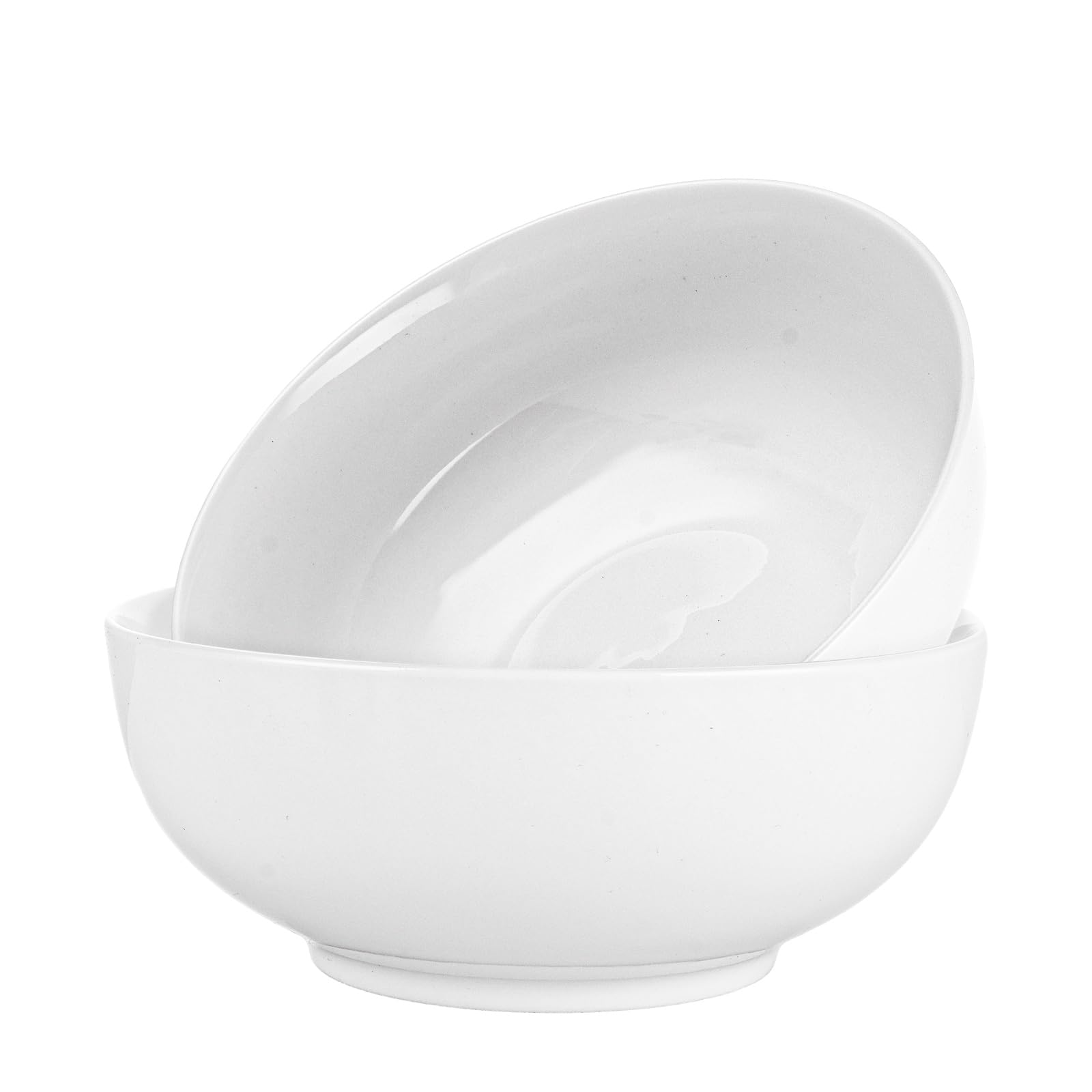 LDXDRU 2 Pack 20cm / 8 Inch Large Serving Bowls, 1400ml / 49oz Ceramic Salad Bowl, Porcelain White Pasta Bowls Cereal Bowl Soup Bowls for Noodle Fruit Breakfast Dining Kitchen