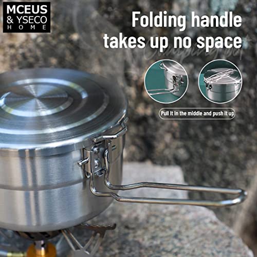 Compact Camping Pot Backpack Mess kit, 18/8 Stainless Steel Camping Pot and Pan Cooking Set, Lightweight Camping Cup, with Folding Camping Silverware Set for Outdoor Camping Hiking Picnic - Image 3