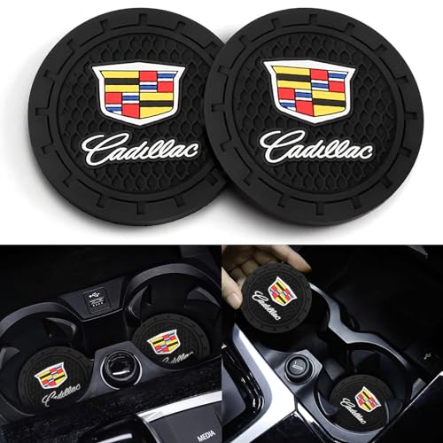 Image of Black Silicone Car Coasters for Cadillac Series Series Non-Slip Car Cup Holder Coasters,Car Interior Accessory for Car Cup Holder 2.75IN 2Pack