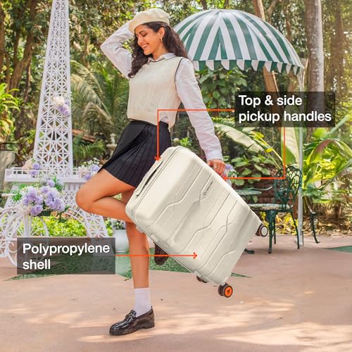 Image of Nasher Miles Paris Hard-Sided Spinner Polypropylene Check-in Luggage White 24 inch |65cm Trolley Bag
