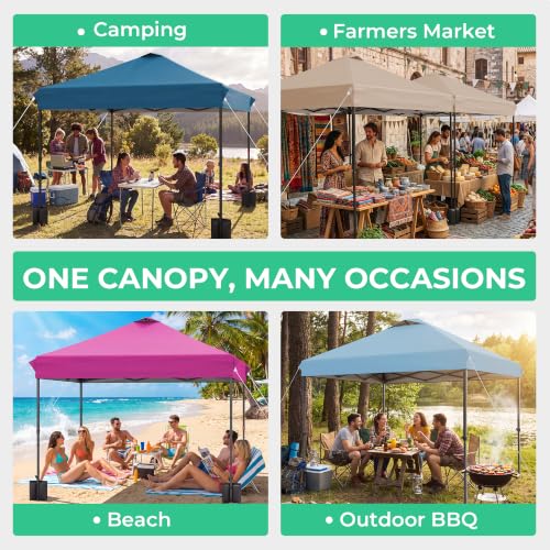 Image of JEAREY 10x10 Pop Up Canopy Tent, Easy Up Outdoor Market Canopy, Light Blue