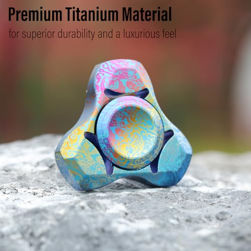 Image of FREELOVE Premium Metal Fidget Spinner for Adults, Stainless Steel Heavy Silent Spinner with Precision Bearing, Small Office Desk Toy & EDC for Stress Relief Focus ADHD, Titanium Alloy Acanthus Leaves