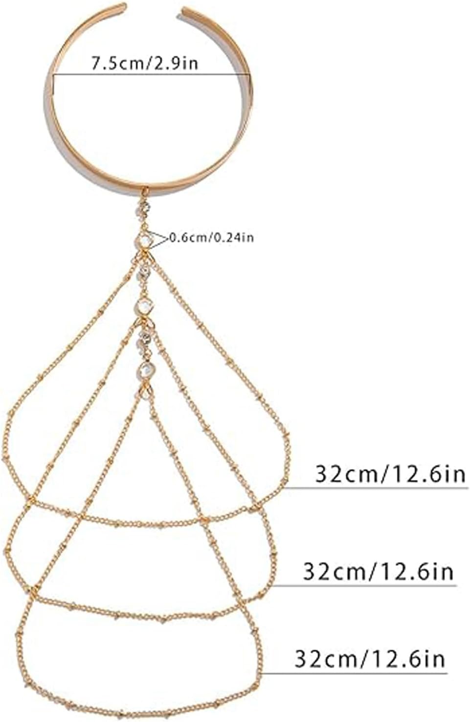 WETMT Rhinestone Tassel Upper Arm Bracelet for Women Adjustable Gold Arm Cuff Bracelet Trendy Crystal Chain Body Chain Elegant Open Upper Arm Bracelet Summer Costume Jewelry Accessories - Image 6