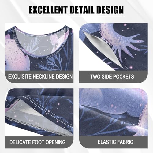 Pajama Sets Short Sleeve Axolotl in Midnight Soft Cotton Summer Sleepwear 2 Piece PJS Size 5-14T3