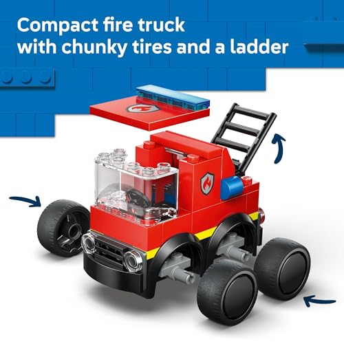 Image of LEGO City Rides - Fire Truck Building Toy for Kids - Emergency Pretend Play for Boys & Girls, Ages 5+ - Toy Truck W /Raisable Ladder & Firefighter Junior Minifigure - Gift Idea for Birthdays - 60482