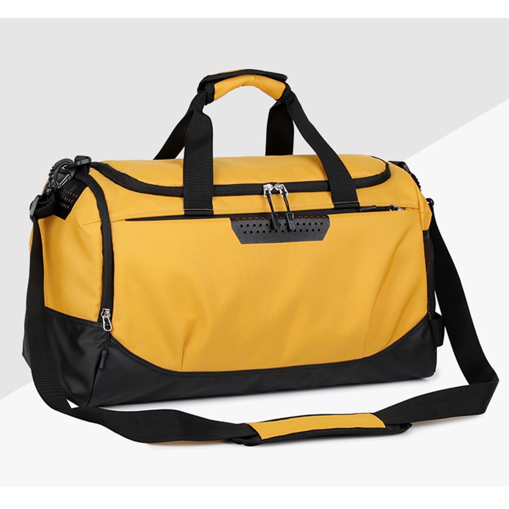 Sac de Sport Personnalisé avec Photo pour Homme Femme, Jaune | avec Compartiment Chaussures Espace Humide, pour Les Voyage, l'entraînement, le fitness, duffle bag, 51 x 28 x 24 cm