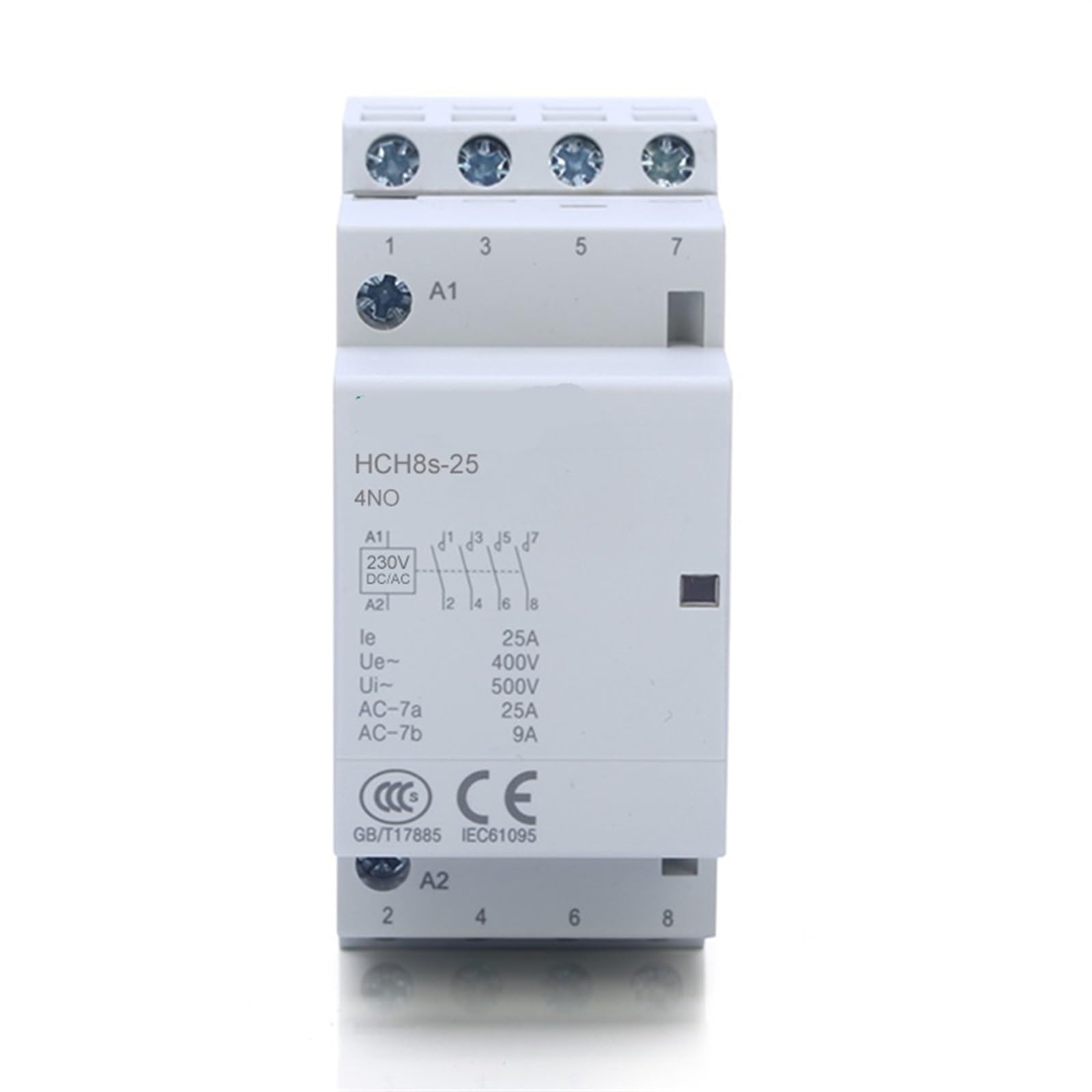 HCH8s-25 Contactor DC24V DC230V bobina AC230V 25A 4NO Contactor Modular automático Tipo de carril Din 1 Uds(25A 4NO DC24V)