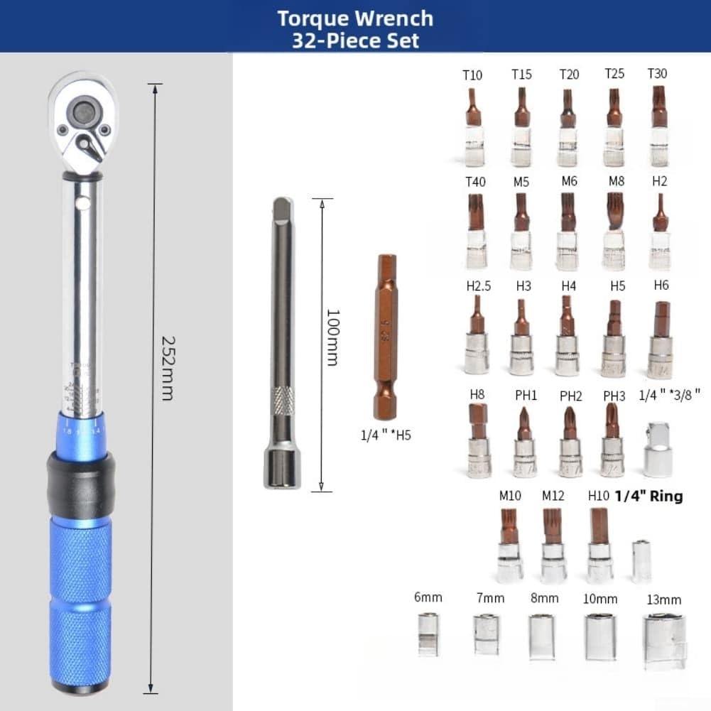 Zoegneer Kit di 32 chiavi dinamometriche in acciaio al cromo vanadio con strumento a tripla svasatura per svasature singole, doppie e a bolla a 45 gradi, per linee di raffreddamento freno e