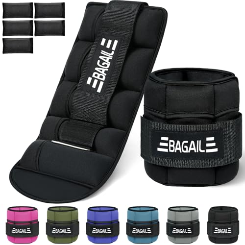 BAGAIL Verstellbare Knöchelgewichte 2er Pack, mit abnehmbaren Sandsäcken, tragbare Handgelenk - und Knöchelgewichtsriemen, 0,4-1,6kg pro Riemen, 15-31cm Umfang, ideal für Krafttraining und Cardio