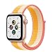 Produktbild Apple Watch SE (1. Generation) (GPS + Cellular, 40mm) Smartwatch - Aluminiumgehäuse Gold, Sport Loop Indischgelb/Weiß. Fitness-und Aktivitätstracker, Herzfrequenzmesser, Wasserschutz