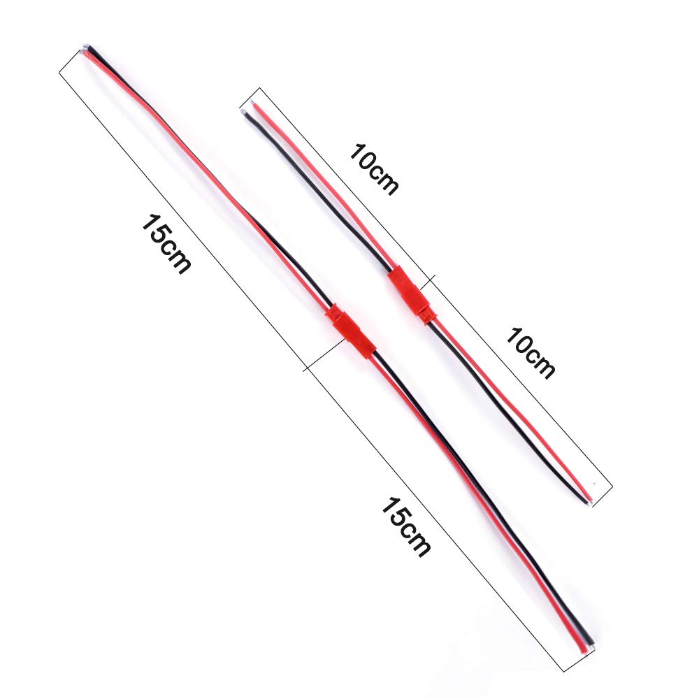 YIXISI 20 Par 22 AWG Złącze Wtykowe JST, 100mm i 150mm 2-Stykowe Męskie Złącze Wtykowe Żeńskie Przewód do Taśmy LED, Większość Mini Helikopterów RC
