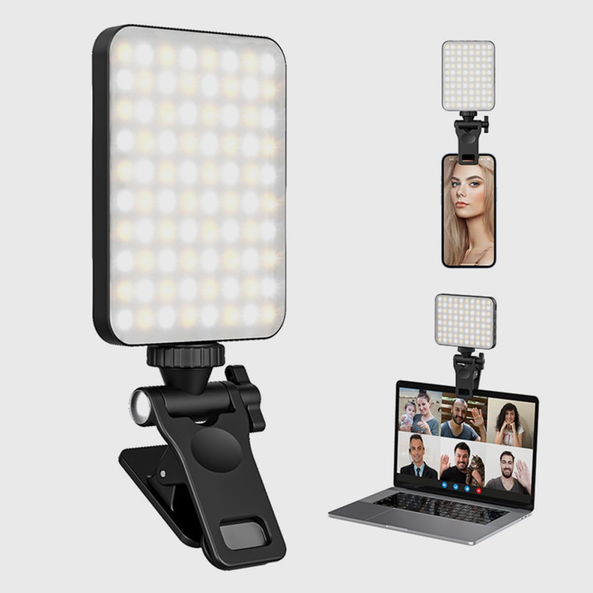 VILLCASE LED Video Light Adjustable Clip Selfie Light for Live Streaming Video Conferencing Online Education Portable Versatile Lighting with Adjustable Brightness and Color