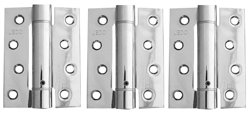 DIRECT DOOR HANDLES® 4" Fire Rated Spring Door Hinges Self Closing Adjustable Spring Hinge Single Action (3no. Hinges Per Pack) in Polished Chrome Finish